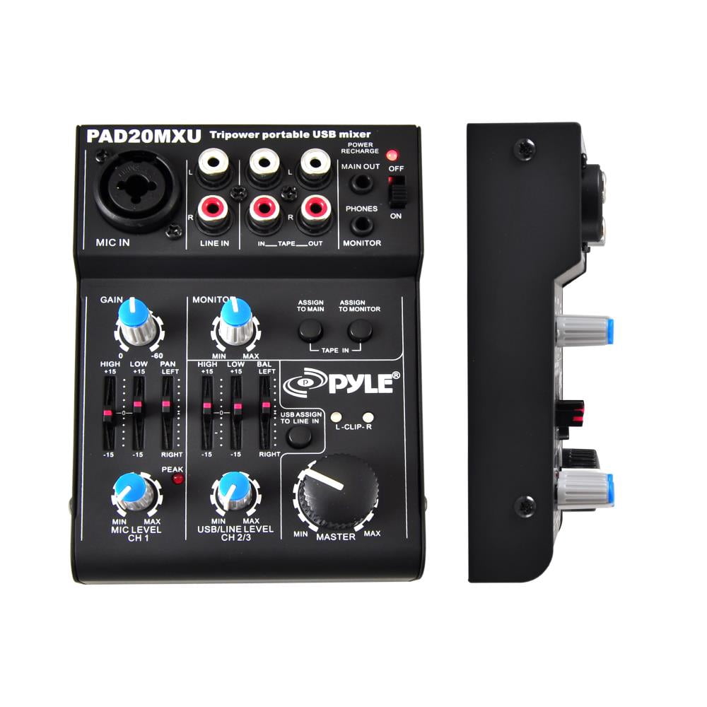Pyle PAD20MXU - 5-Channel Professional Compact Audio DJ Mixer With USB Interface