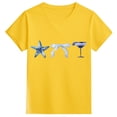 thumbnail image 3 of Girls Tshirts Ocean Animal Graphic Short Sleeve Crew Neck Summer Breathable Soft Trendy Yellow Tops for Girls Size 6-7 Y, 3 of 3