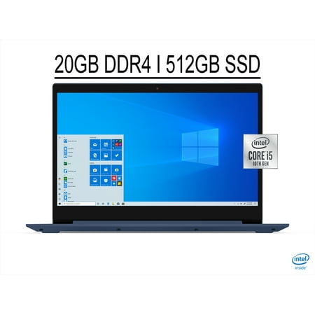 Lenovo IdeaPad 3 Laptop 17.3" FHD IPS 300 nits Anti-Glare Display 10th Gen Intel Quad-Core i5-1035G1 20GB DDR4 512GB SSD Intel UHD Graphics Fingerprint Reader Dolby Audio WiFi5 Bluetooth Win10 Blue