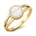 thumbnail image 2 of 0.75 Cts Round Shape Bezel Set Pearl Solitaire 925 Sterling Silver Gold Vermeil Split Shank Valentines Day Gifts Rings For Women, 2 of 3