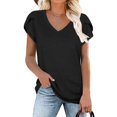 thumbnail image 2 of Blusa con cuello en V,Blusa con cuello en V Top Blusa con mangas de pétalos con cuello en V Blusa con escote en V Camisa Eficiencia maximizada, 2 of 2