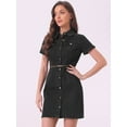 thumbnail image 2 of DARING DIVA Casual Collared Short Sleeve Denim Shirt Dress XS Blue M Black, 2 of 6