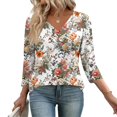 thumbnail image 5 of Womens Tops 3/4 Sleeve Dressy Casual Shirts Fall Outfits Travel Vacation Plus Size Spring Clothes Light Gray L, 5 of 5