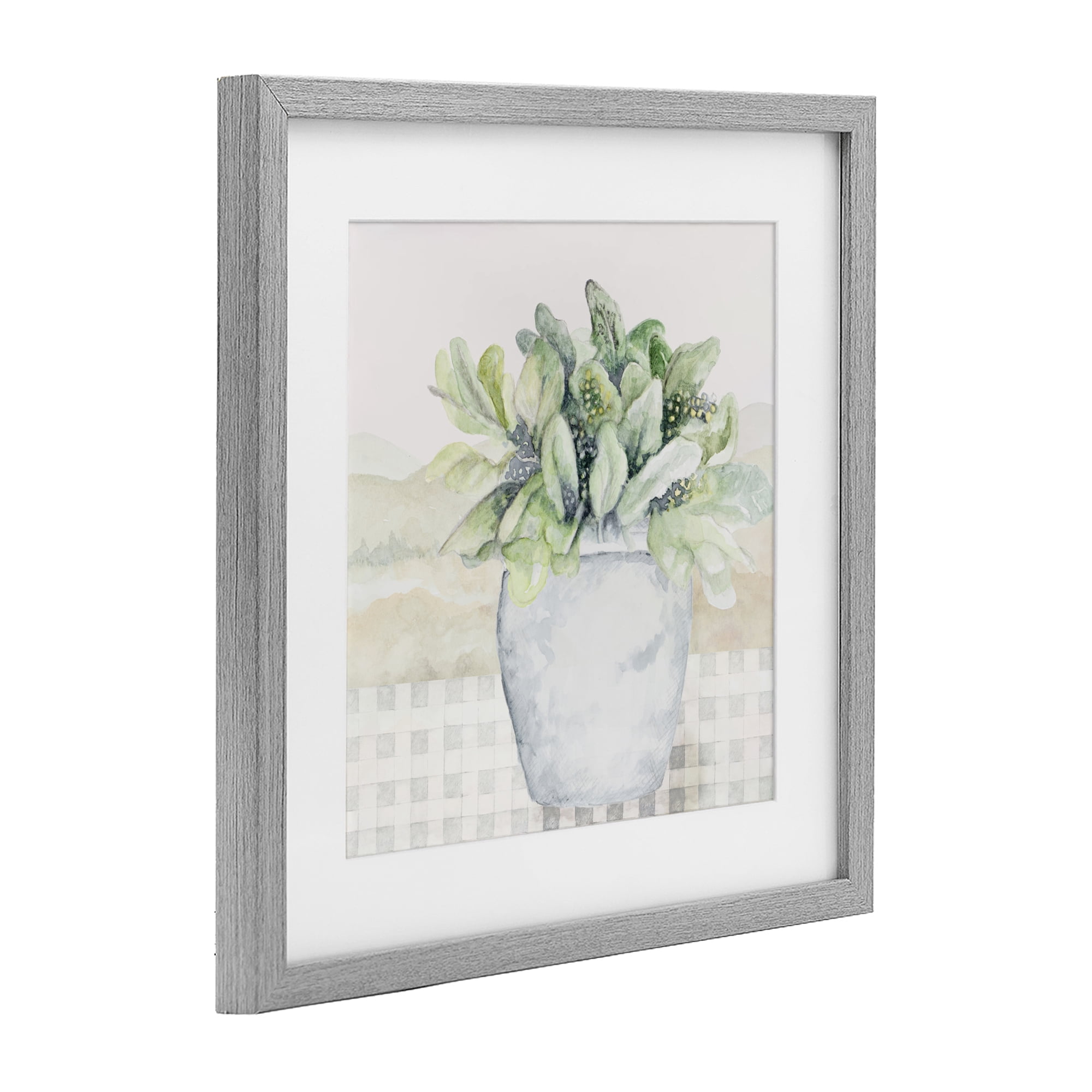 Stupell Industries Potted Farm Herbs Arrangement Gray Framed Print Under Glass, design by Janice Gaynor