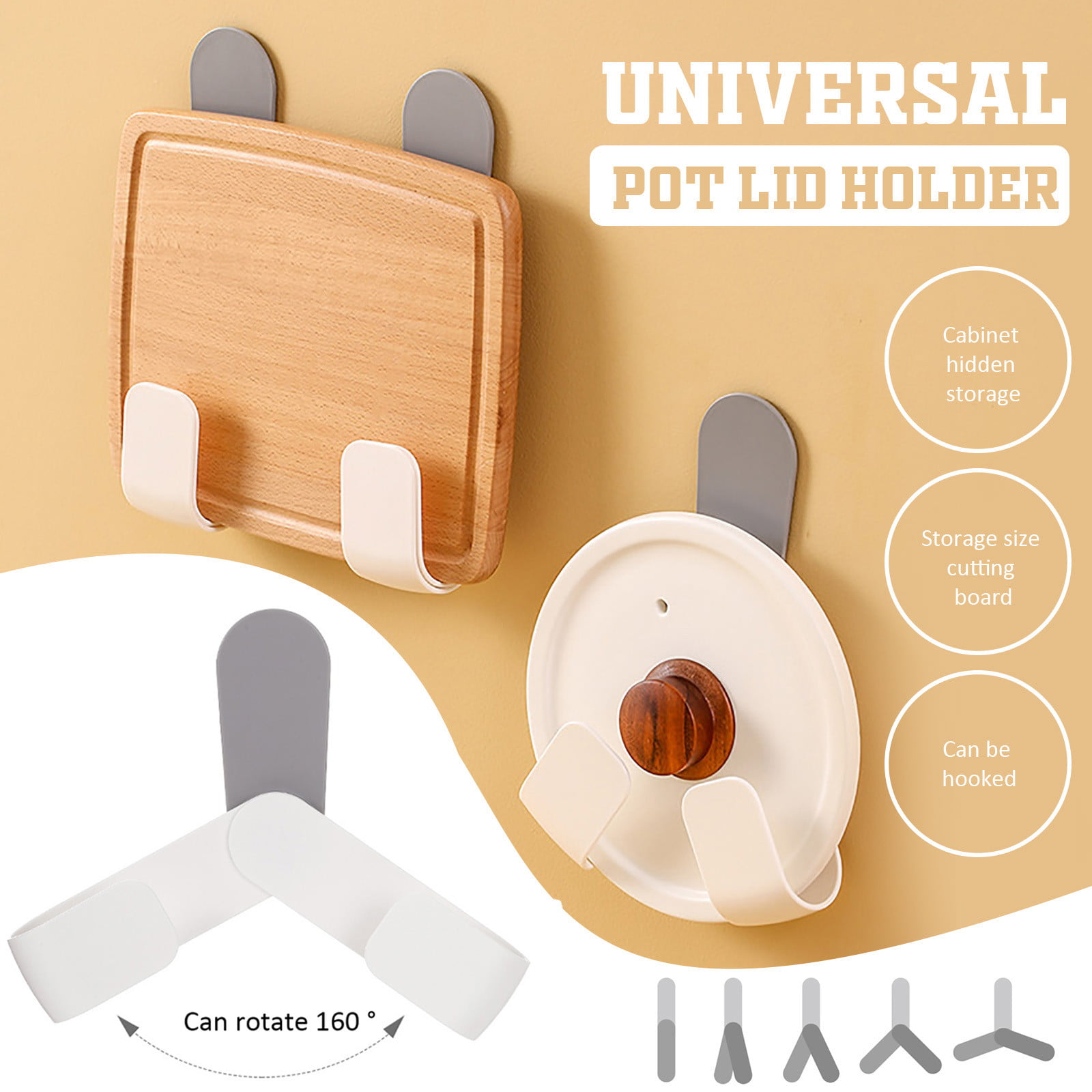 Details about   Pot Lid Holder Unperforated Pan Wall Mounted Storage Rack Holder Kitchen Gadget 