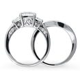 thumbnail image 4 of BERRICLE Sterling Silver 3-Stone Wedding Engagement Rings 1.6 Carat Princess Cut Cubic Zirconia CZ Ring Set for Women, Rhodium Plated Size 7.5, 4 of 18