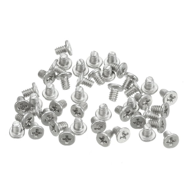 Unique Bargains M1.4x0.3x2mm 50Pack Metal Flat Round Head Screws Phillips Drive Machine Bolt