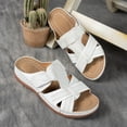 thumbnail image 4 of BADHUB Women's Low Wedge Heels Summer Comfortable Dressy Sandals Buckle Ankle Strap Open Toe Wedge Slides White 38, 4 of 6
