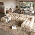 thumbnail image 2 of Modular Sectional Sofa Modern U Shape Sofa Four Seater with 2 Ottoman Wide Couch Sectional for Living Room Bedroom Apartment Tan, 2 of 6