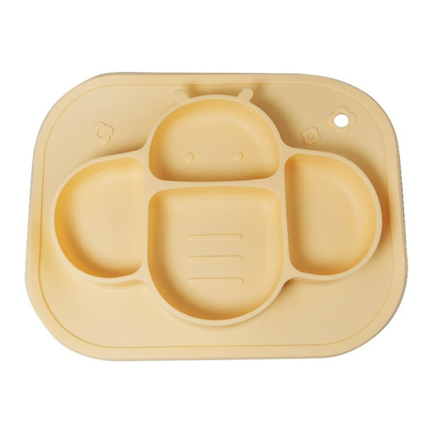 Plato de silicona con ventosa: plato dividido para entrenamiento de autoalimentación, cuenco y plato para bebés y niños pequeños, apto para la mayoría de las bandejas de sillas de peluquería, apto