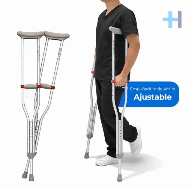 Par de muletas de aluminio con empuñaduras ajustables Marca Handy