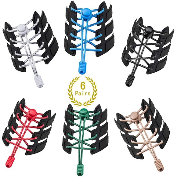 No Tie Shoelaces for Kids Adults Elastic Shoe Laces Lock Ribbon, 6 Pairs Replace Tieless Shoe Laces for Sneakers