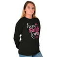 thumbnail image 4 of Hope Faith Love Breast Cancer Support Women's Long Sleeve T Shirt Brisco Brands X, 4 of 6