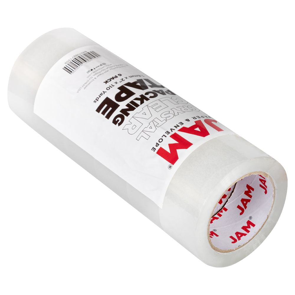 JAM Paper Packing Adhesive Tape, Clear, 2 Inches x 110 Yards, 12 Rolls per Pack
