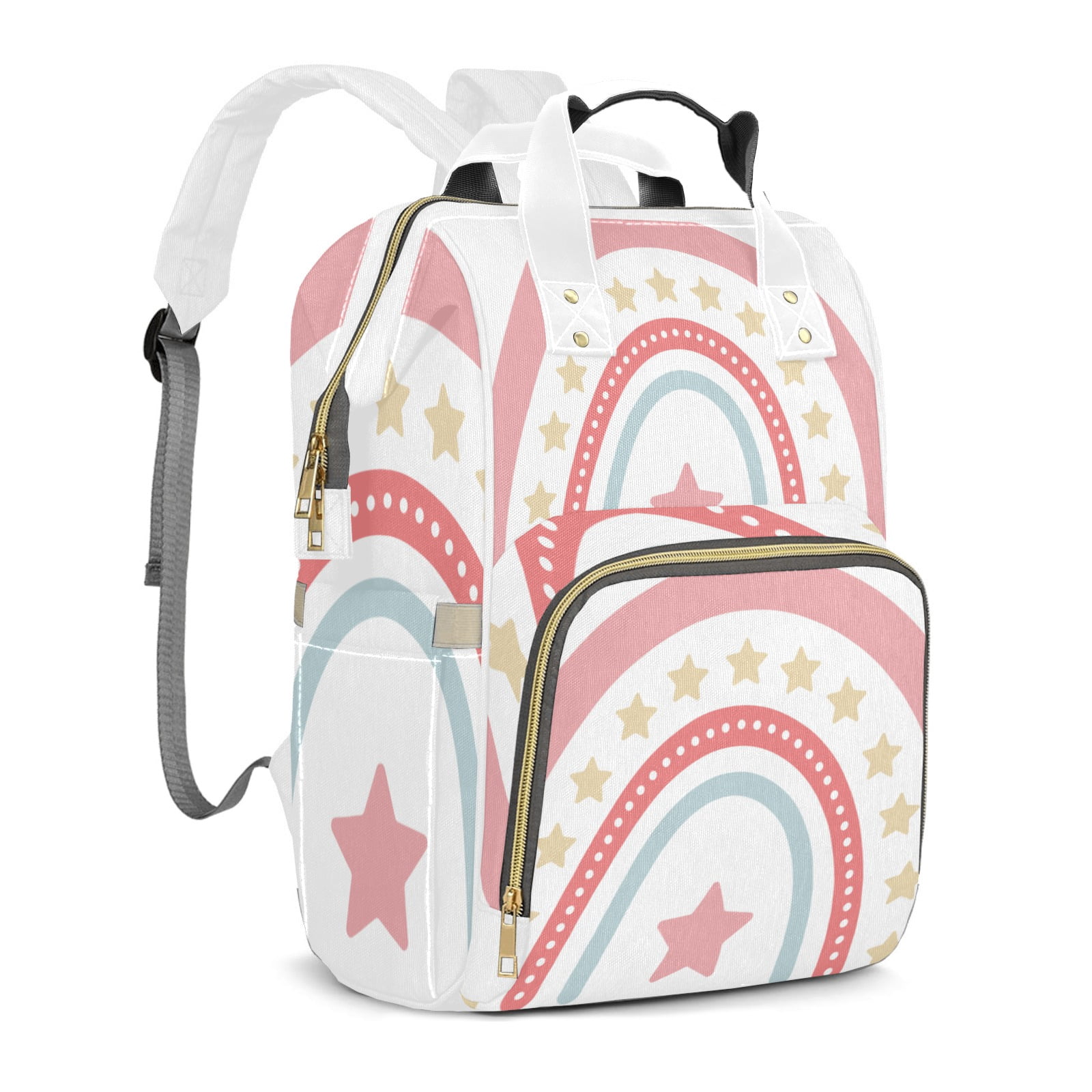Rainbow Diaper Backpack – Large Capacity, Insulated Baby Bottle Pocket, Multifunctional Mommy Bag for Boys & Girls