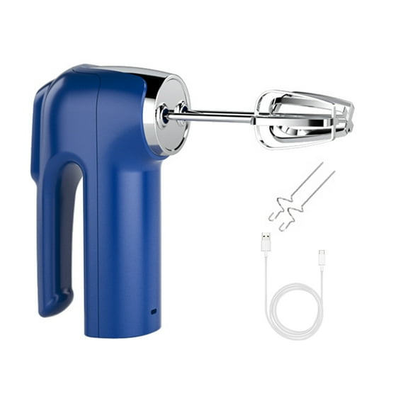 Cordless Electric Whisk 3 Speeds USB Rechargeable Stainless Steel Egg Beater Handheld Mixer Blender Milk Frother Kitchen Baking Supplies -Blue