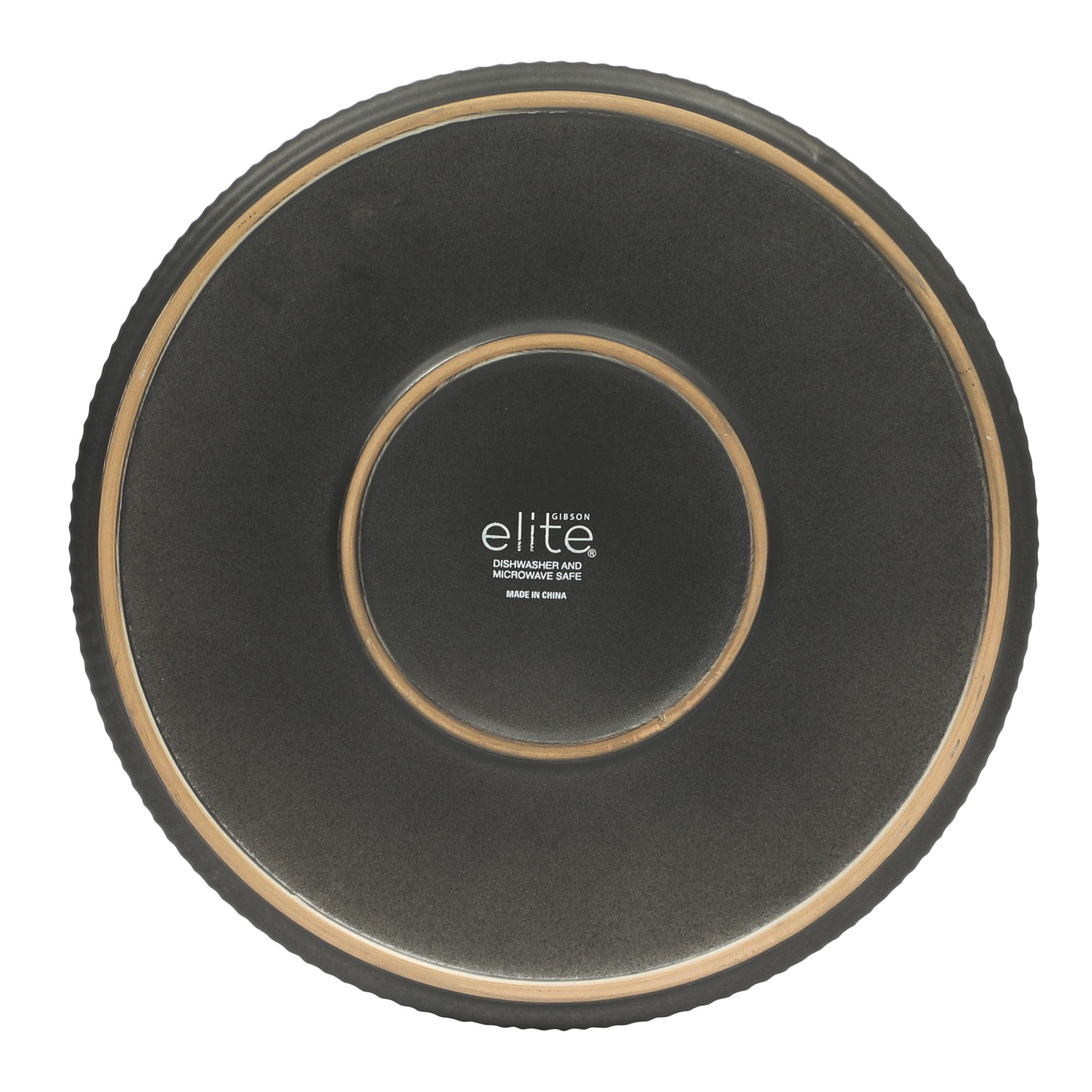 Gibson Elite Deerfield 16-Piece Stoneware Dinnerware Set – Stackable Plates and Bowls, Reactive Glaze Finish, Service for 4 - Matte Black