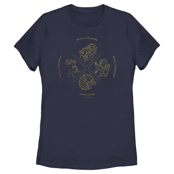Women's Game of Thrones Four Houses Crests Graphic Tee Navy Blue Large