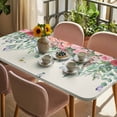 thumbnail image 3 of Watercolor Roses Table Cloths for 6 Foot Rectangle Tables, Spring Flowers Leaves Butterflies Light Beige Patio Waterproof Elastic Fitted Tablecloths, Washable Rectangular Table Cover for Camping, 3 of 8