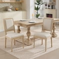 thumbnail image 6 of French Country Dining Chairs Set of 2, Upholstered Square Back with Wire Drawing & Carving Designs, Disassemblable for Easy Storage, Solid Wood Frame, Beige for Living Room & Kitchen, 6 of 9