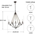 thumbnail image 5 of TOMIYA Wood Pendant Light Chandelier White Wagon Wheel Rustic 5-Light Farmhouse Hemp Rope for Kitchen Living Dining Room Foyer, 5 of 5