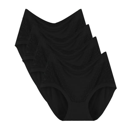 Ploknplq Womens Underwear Seamless Underwear for Women Crotchless Underwear for Women 4PC Briefs XL 4XL Briefs Underwear Underwear For Multipack Panties for Women Bikini Underwear for Women Black 3XL