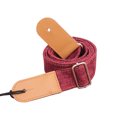 thumbnail image 1 of Sangle en Coton Lin & Cuir Véritable Style Campagnard pour Ukulélé (Jujube Rouge), 1 of 8