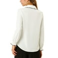 thumbnail image 3 of INSPIRE CHIC Women's Sweet Ruffle Peter Pan Collar Button Up Work Shirts, 3 of 7