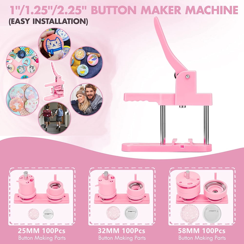 44MM Button Maker Machine Multiple-Size DIY Badges Set ,Beginner-Friendly