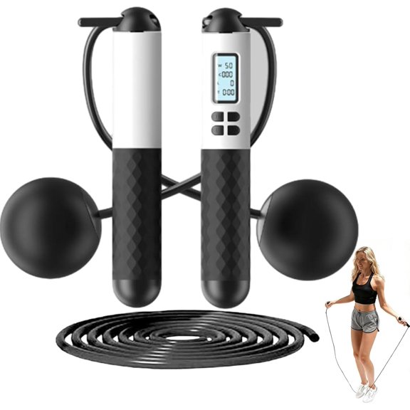 Runaivete Skipping Rope with Counter, 2025 Upgraded Cordless smart weighted jump rope, Adjustable Digital Counting Jump Ropes for Fitness
