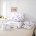 thumbnail image 5 of Homewish Purple Ribbon Letter T Twin Bedding Sets 7-Piece, Cartoon Cute Monogrammed Bedding Comforter Set, Fairy Tale Theme Reversible Sheet Sets, Breathable Home Decor, 5 of 7