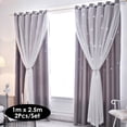 thumbnail image 1 of Labymos 2Pcs Window Curtain Hollowed Out Stars Shading Curtain Drape Purdah for Home Living Room, 1 of 8