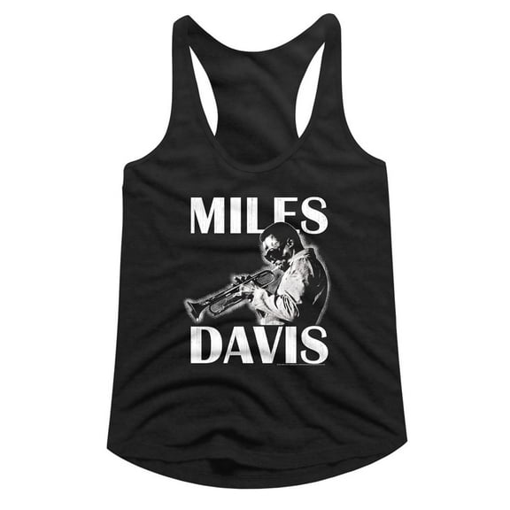 Miles Davis Playing The Trumpet Black Women's Slim Fit Racerback Tank Top