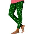 thumbnail image 5 of lcziwo Holiday Sales, Women's St Patricks Day Running Leggings Trendy Shamrock Clover Print Soft Stretchy Yoga Pants Casual High Waisted Tummy Control Tights Green L, 5 of 6