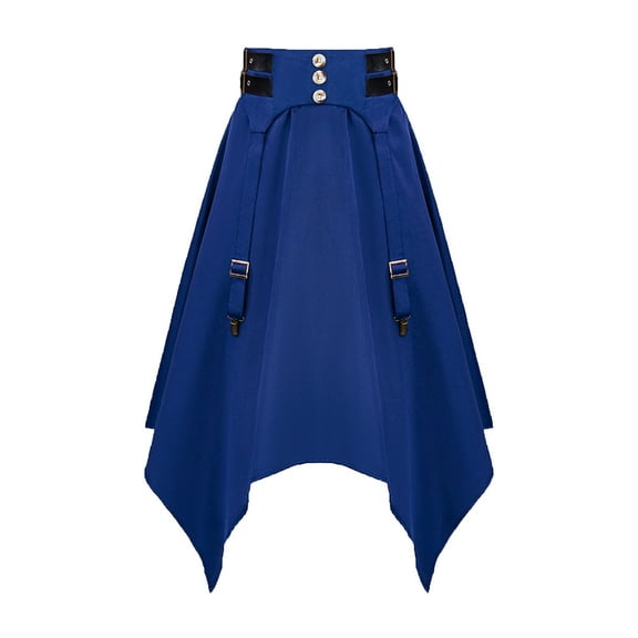 DailyTrove Women's High-Waist Asymmetrical Hem Midi Skirt - Polyester Casual Daily Wear, Edgy for Street Style for women