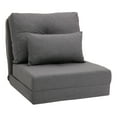 thumbnail image 3 of HOMCOM Convertible Flip Chair, Floor Lazy Sofa, Folding Couch Bed with Adjustable Backrest, Metal Frame and Pillows for Living Room Bedroom, Dark Gray, 3 of 10
