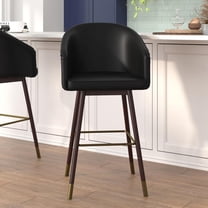 Flash Furniture Margo 30"H Square Mid Back Barstool, Black/Walnut (Set of 2)
