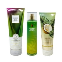 Bath and Body Works Waikiki Beach Coconut Everyday Value Pack - Moisturizing Body Wash - Fragrance Mist - Body Cream - Lot of 3