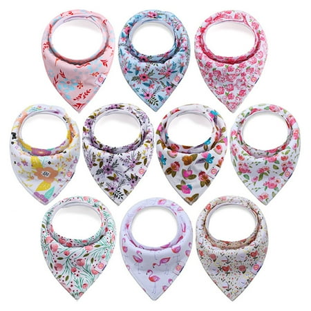 

10PCS Bandana Bibs Washable Reusable Cotton Feeder Bibs for Boys Girls