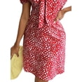 thumbnail image 4 of ORQ Women Summer Short Sleeve Printed Floral V-Neck Off Shoulder Dress, 4 of 4