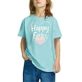 thumbnail image 2 of Virmaxy 3-10Y Kids' Easter Bunny Printed Cotton Top Happy Easter Short Sleeve Shirt for Spring Party, Egg Hunt, Casual Wear Soft Breathable Fabric Mint Green-3 130, 2 of 4