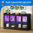 thumbnail image 2 of DEXTRUS Sideboard with LED Light & Doors, Modern Wood Acrylic Glass Storage Cabinet for Kitchen, Dinning Room, Living Room, Black, 2 of 8