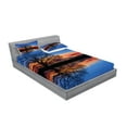 thumbnail image 2 of Ambesonne Blue Fitted Sheet & Pillow Sham Set, Nature Twilight, Queen, Blue Orange, 2 of 2