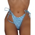 thumbnail image 1 of Parte inferior de traje de baño con lazo lateral para mujer, parte inferior de bikini de cobertura completa Azul Floral M Azul Floral M Xishao ropa, 1 of 2