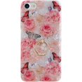 thumbnail image 1 of UBIUO - Funda compatible con iPhone SE 2022/2020, iPhone 8, iPhone 7 de 4,7 pulgadas, diseño de flores, con anillo giratorio de 360 grados y soporte, 1 of 5