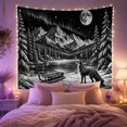 thumbnail image 2 of Mountain Lake Monochromatic with Grayscale Wilderness Detailed, Mystical Fantasy for Space Lovers, Wall Decor, Christmas Gift, Tapestry Wall Hanging for Dorm and Living Room, 2 of 7