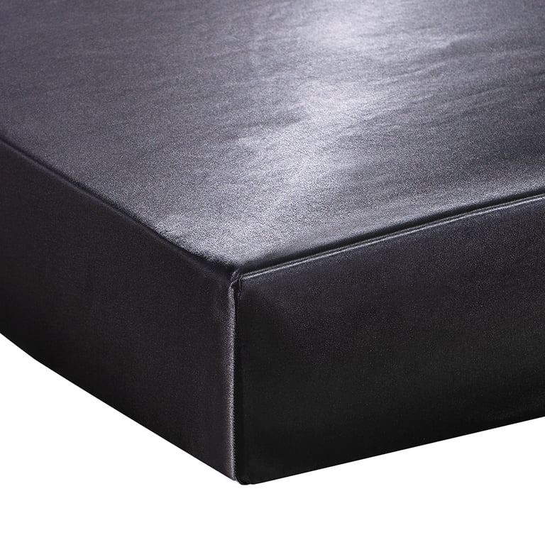 ANMINY Twin Satin Silk Fitted Sheet, Deep Pocket Black photo 5