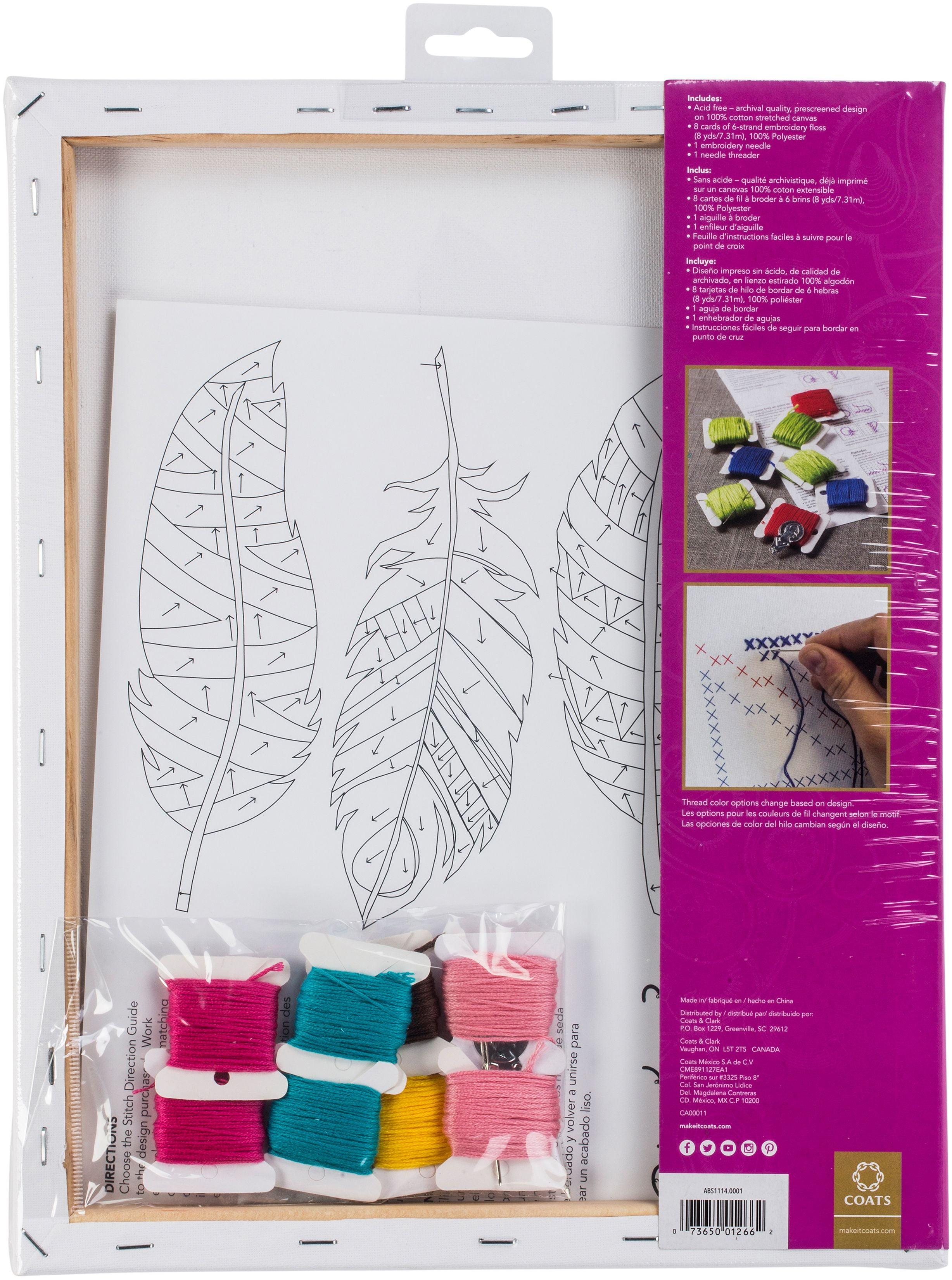 Anchor Big Stitch Art Embroidery Kit 11"X14"Feather Stamped On