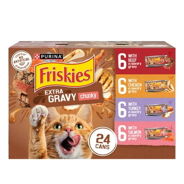 Purina Friskies Extra Chunky Gravy Variety Pack, Wet Cat Food, 5.5 oz Cans, 24 Pack