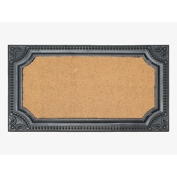 A1 Home Collections Natural Coir and Rubber Door Mat, 24x39, Thick Durable Doormats for Indoor Outdoor Entrance, Heavy Duty, Long Lasting, Front Porch Entry Rug, Black Finish (RC208-BLNW-24X39)